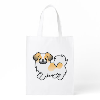 Fawn Sable Parti-Color Tibetan Spaniel Cute Dog Grocery Bag