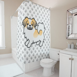 Fawn Sable Parti-Color Tibetan Spaniel Cute Dog Shower Curtain