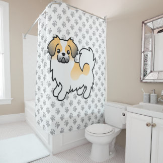 Fawn Sable Parti-Color Tibetan Spaniel Cute Dog Shower Curtain