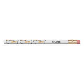 Fawn Sable Parti-Color Tibetan Spaniel Dog &amp; Name Pencil