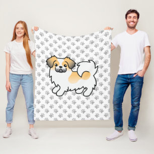 Fawn Sable Parti-Color Tibetan Spaniel Dog & Paws Fleece Blanket