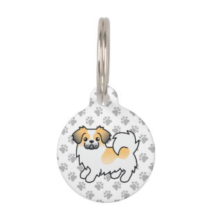 Fawn Sable Parti-Color Tibetan Spaniel Pet's Info Pet ID Tag