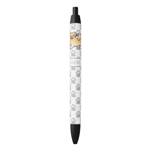 Fawn Sable Tibetan Spaniel Cute Cartoon Dog & Name Pen (Front Vertical)