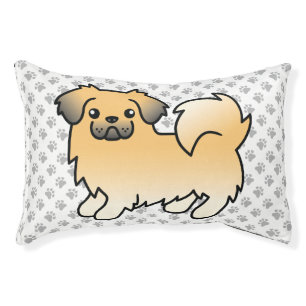 Fawn Sable Tibetan Spaniel Cute Cartoon Dog & Paws Pet Bed
