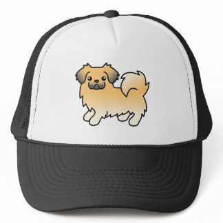Fawn Sable Tibetan Spaniel Cute Cartoon Dog Trucker Hat