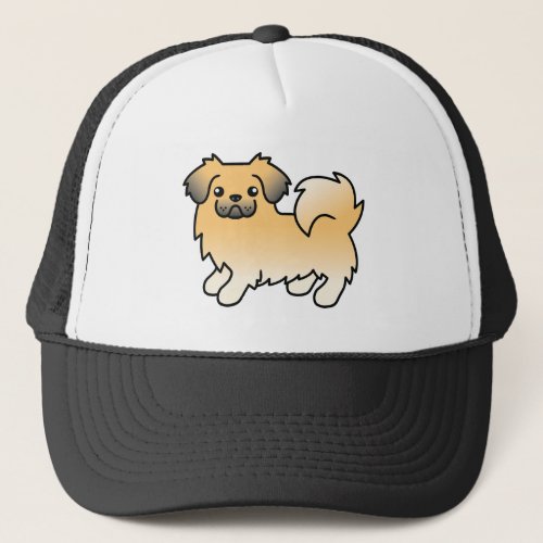 Fawn Sable Tibetan Spaniel Cute Cartoon Dog Trucker Hat