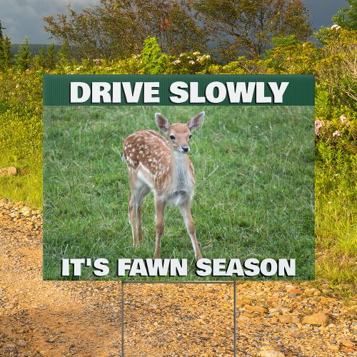 Fawn Season Drive Slowly for Baby Deer Yard Sign
