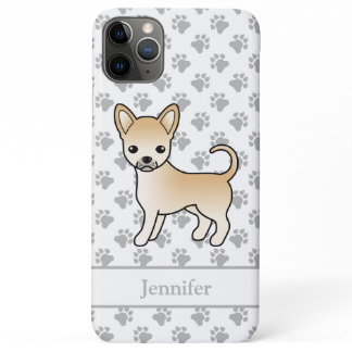 Fawn Smooth Coat Chihuahua Cartoon Dog &amp; Name iPhone 11 Pro Max Case