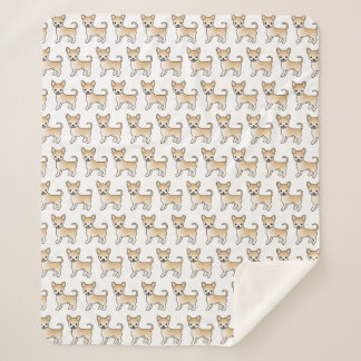 Fawn Smooth Coat Chihuahua Cartoon Dog Pattern Sherpa Blanket