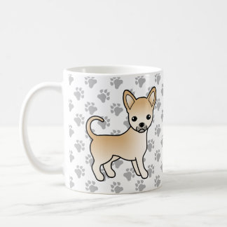 Fawn Smooth Coat Chihuahua Cartoon Dog &amp; Paws Coffee Mug