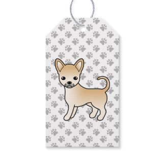 Fawn Smooth Coat Chihuahua Cartoon Dog &amp; Paws Gift Tags