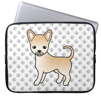 Fawn Smooth Coat Chihuahua Cartoon Dog &amp; Paws Laptop Sleeve
