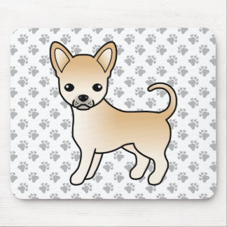 Fawn Smooth Coat Chihuahua Cartoon Dog &amp; Paws Mouse Pad