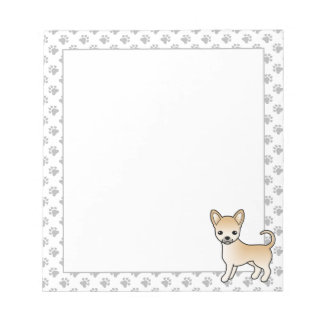 Fawn Smooth Coat Chihuahua Cartoon Dog &amp; Paws Notepad