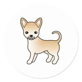 Fawn Smooth Coat Chihuahua Cute Cartoon Dog Classic Round Sticker