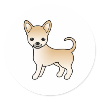 Fawn Smooth Coat Chihuahua Cute Cartoon Dog Classic Round Sticker