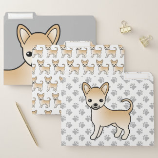 Fawn Smooth Coat Chihuahua Cute Cartoon Dog File Folder