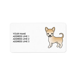 Fawn Smooth Coat Chihuahua Cute Cartoon Dog Label