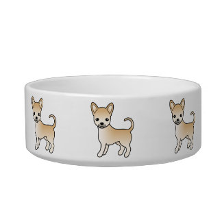 Fawn Smooth Coat Chihuahua Cute Cartoon Dogs Bowl