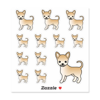 Fawn Smooth Coat Chihuahua Cute Cartoon Dogs Sticker