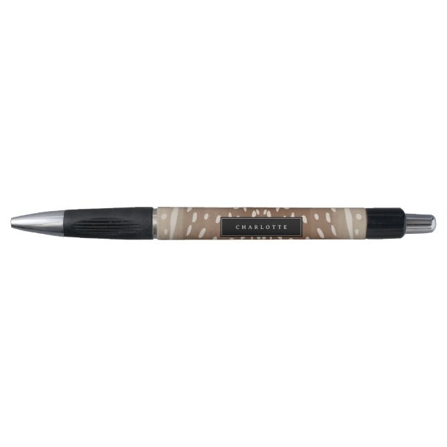 Fawn Spots Baby Deer Animal Print Custom Name Pen (Front)