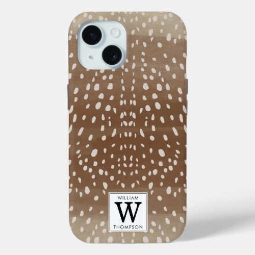 Fawn Spots Baby Deer Animal Print Monogram iPhone 15 Case