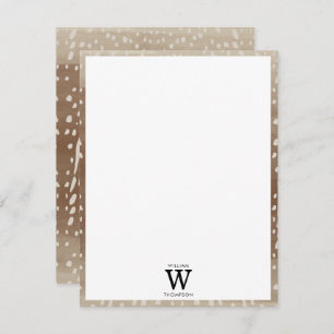 Fawn Spots Baby Deer Animal Print Monogram Note Card