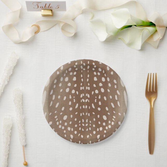Fawn Spots Baby Deer Animal Print Pattern Paper Plates (Wedding)