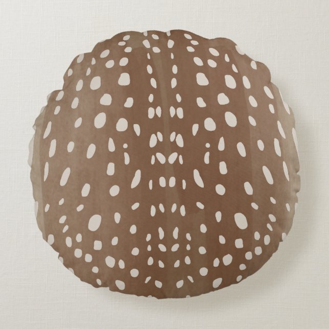 Fawn Spots Baby Deer Animal Print Pattern Round Pillow (Front)