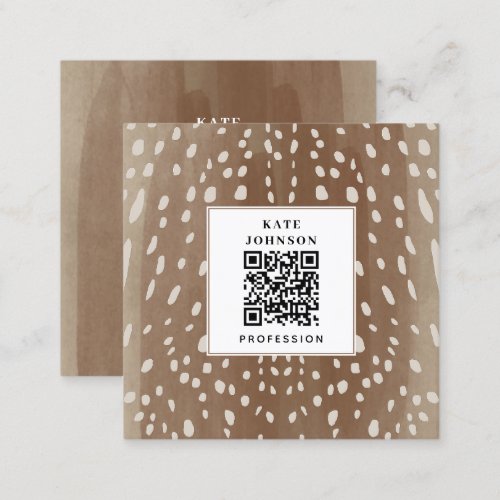 Fawn Spots Baby Deer Animal Print QR Code Square Business Card