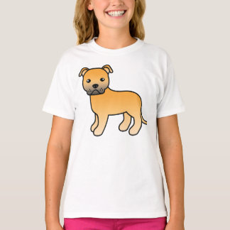 Fawn Staffordshire Bull Terrier Cartoon Dog T-Shirt