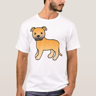 Fawn Staffordshire Bull Terrier Cartoon Dog T-Shirt