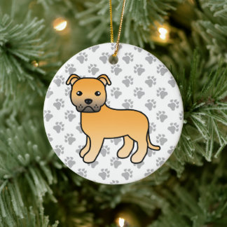 Fawn Staffordshire Bull Terrier Cute Cartoon Dog Ceramic Ornament