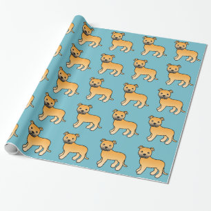 Fawn Staffordshire Bull Terrier Dog Pattern Wrapping Paper