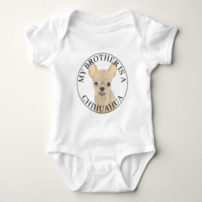 Fawn Tan Cream Chihuahua Dog Big Brother Baby Bodysuit (Front)