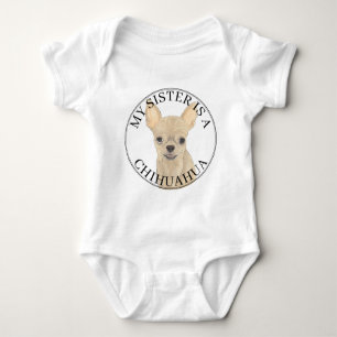 Fawn Tan Cream Chihuahua Dog Big Sister Baby Bodysuit