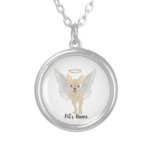 Fawn Tan Cream Chihuahua Sympathy Memorial Silver Plated Necklace