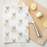 Fawn Tan Cream Frenchie French Bulldog Kitchen Towel<br><div class="desc">I love this sweet pattern of a cream fawn frenchie french bulldog dog watercolor illustration because it's classic enough to serve as a neutral, yet pops as a stand alone piece! It's the perfect addition to any family room, nursery, office, or even the man cave! For the sweetest gifts, add...</div>