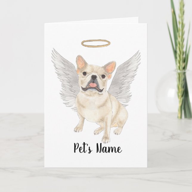 Fawn Tan Cream Frenchie Sympathy Memorial Card (Front)