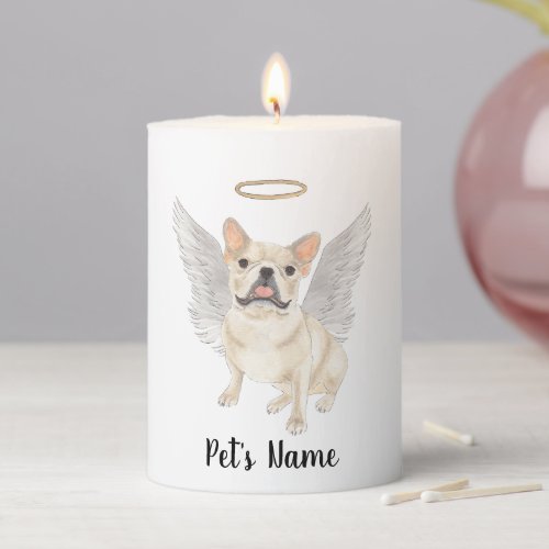 Fawn Tan Cream Frenchie Sympathy Memorial Pillar Candle