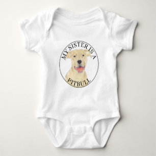 Fawn Tan Cream Pitbull Dog Big Sister Baby Bodysuit