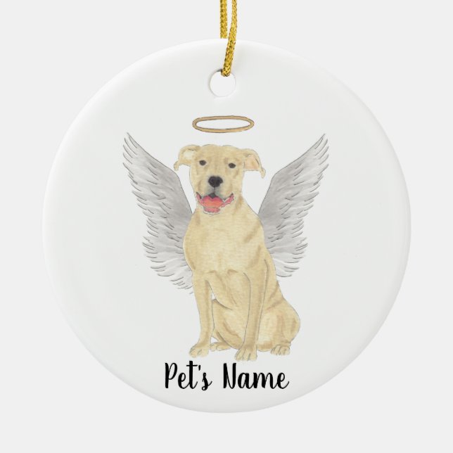 Fawn Tan Pitbull Staffy Sympathy Memorial Ceramic Ornament (Front)