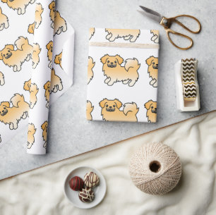 Fawn Tibetan Spaniel Cute Cartoon Dog Pattern Wrapping Paper