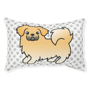 Fawn Tibetan Spaniel Cute Cartoon Dog & Paws Pet Bed