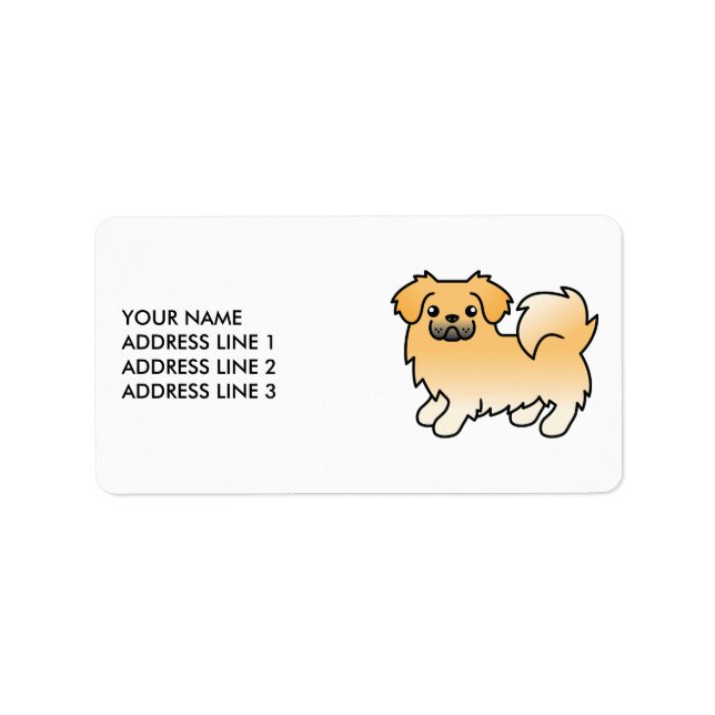 Fawn Tibetan Spaniel Cute Cartoon Dog & Text Label (Front)