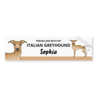 Fawn - Travelling With My Italian Greyhound Dog Bumper Sticker