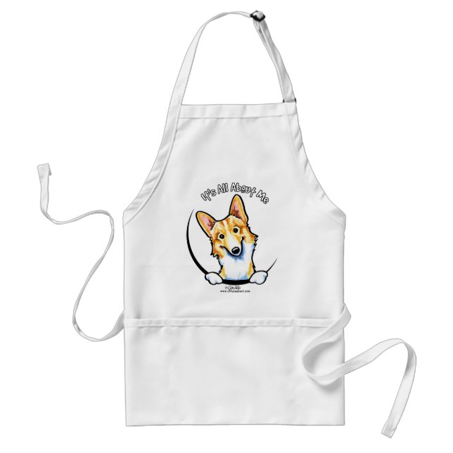 Fawn White Corgi Its All About Me Adult Apron (Front)