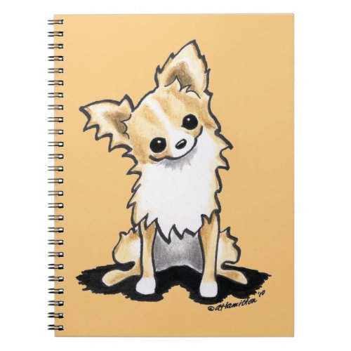 Fawn  White Longhair Chihuahua Sit Pretty Notebook