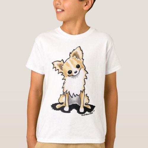 Fawn  White Longhair Chihuahua Sit Pretty T_Shirt