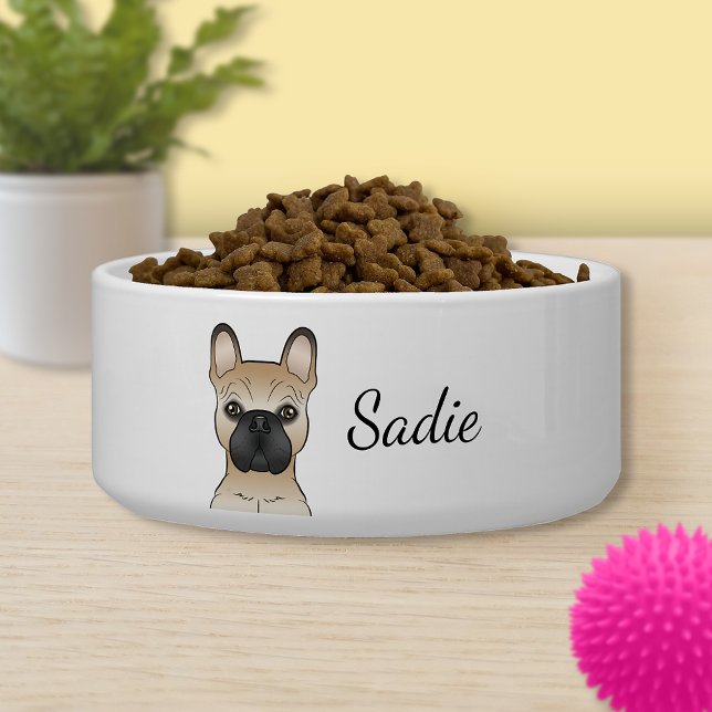 Fawn With Black Mask French Bulldog Dog & Name Bowl (Creator Uploaded)
